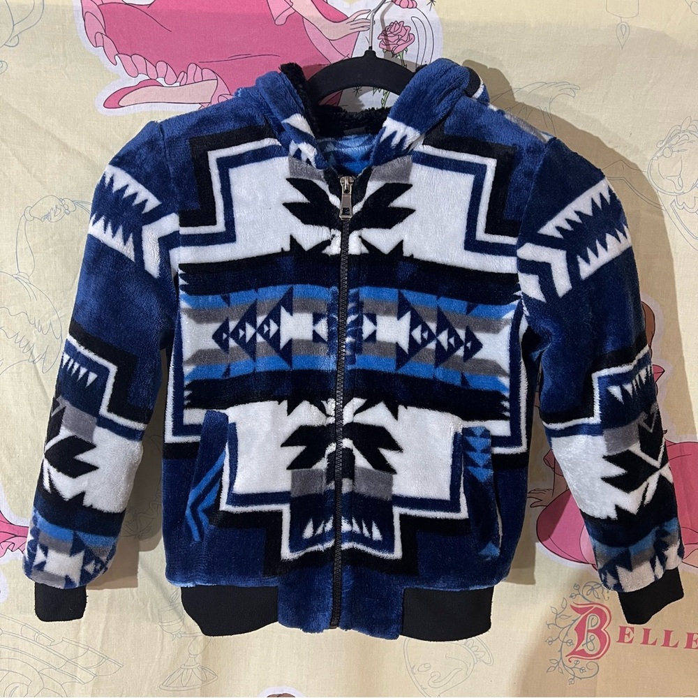 Kids Blue Geometric Pattern Hoodie